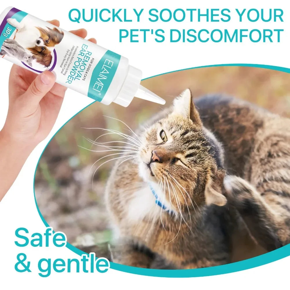 Healthy Ears, Happy Pets — Pet Ear Powder for Dogs & Cats | Ear Hair Removal, Anti-Bacterial, Reduces Mites & Inflammation, 30g