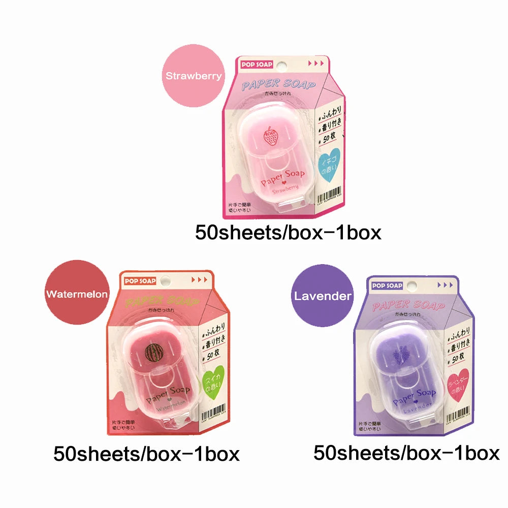 Portable Hand Soap Sheets for Travel – Dissolving Cleanser Wipes, Alcohol-Free, 50 Sheets/Box