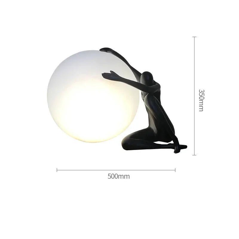 Sculptural Globe Lamp – Figure and Frosted Glass