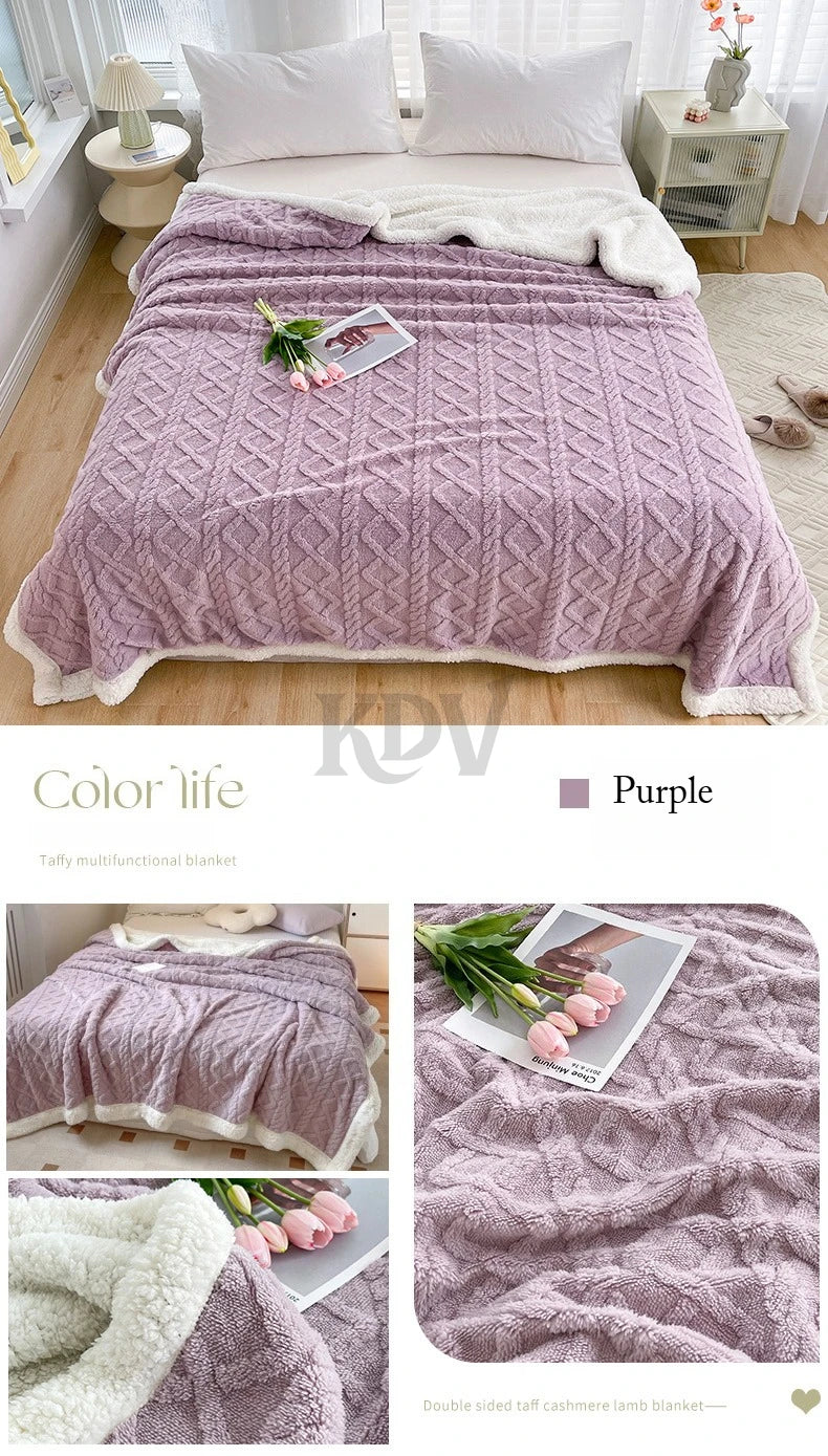 Double-Layer Fleece Blanket – Plush Sofa & Bed Comfort