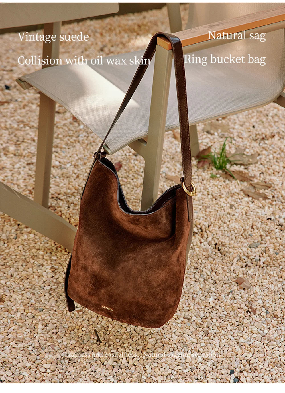 LA FESTIN Genuine Leather Bucket Bag – Designer Crossbody Shoulder Handbag for Women