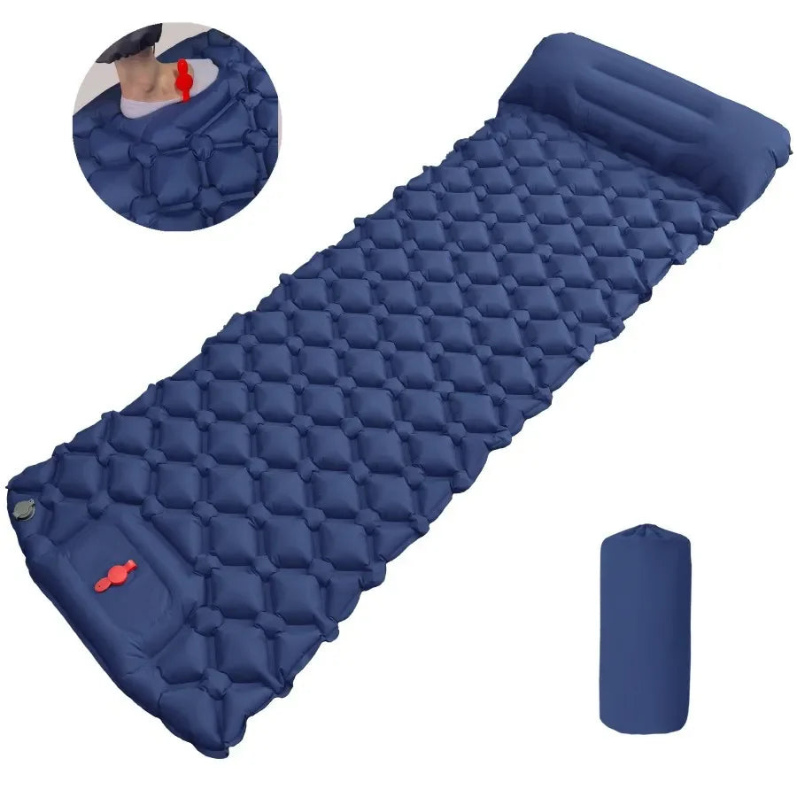 Inflatable Camping Air Mattress with Pillow – Self-Inflating Sleeping Pad for Hiking & Climbing