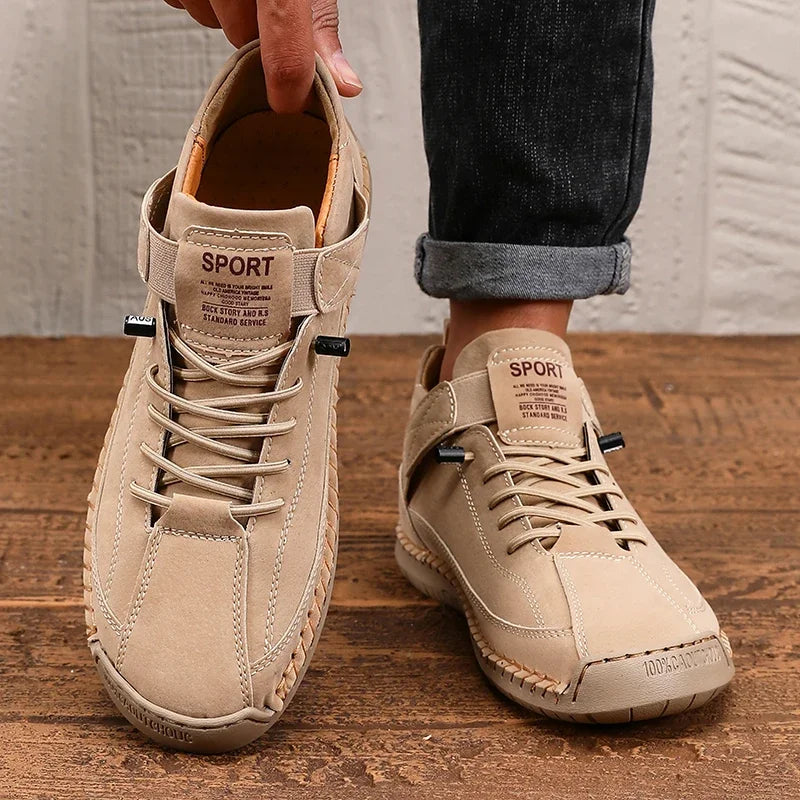 Faux Leather Lace-Up Casual Loafers