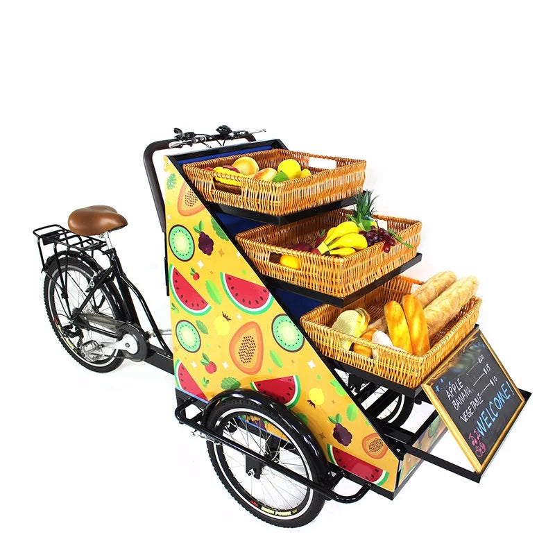 Electric Mobile Tricycle Food Display Bike Cart – Coffee & Hot Dog Vendor Bike