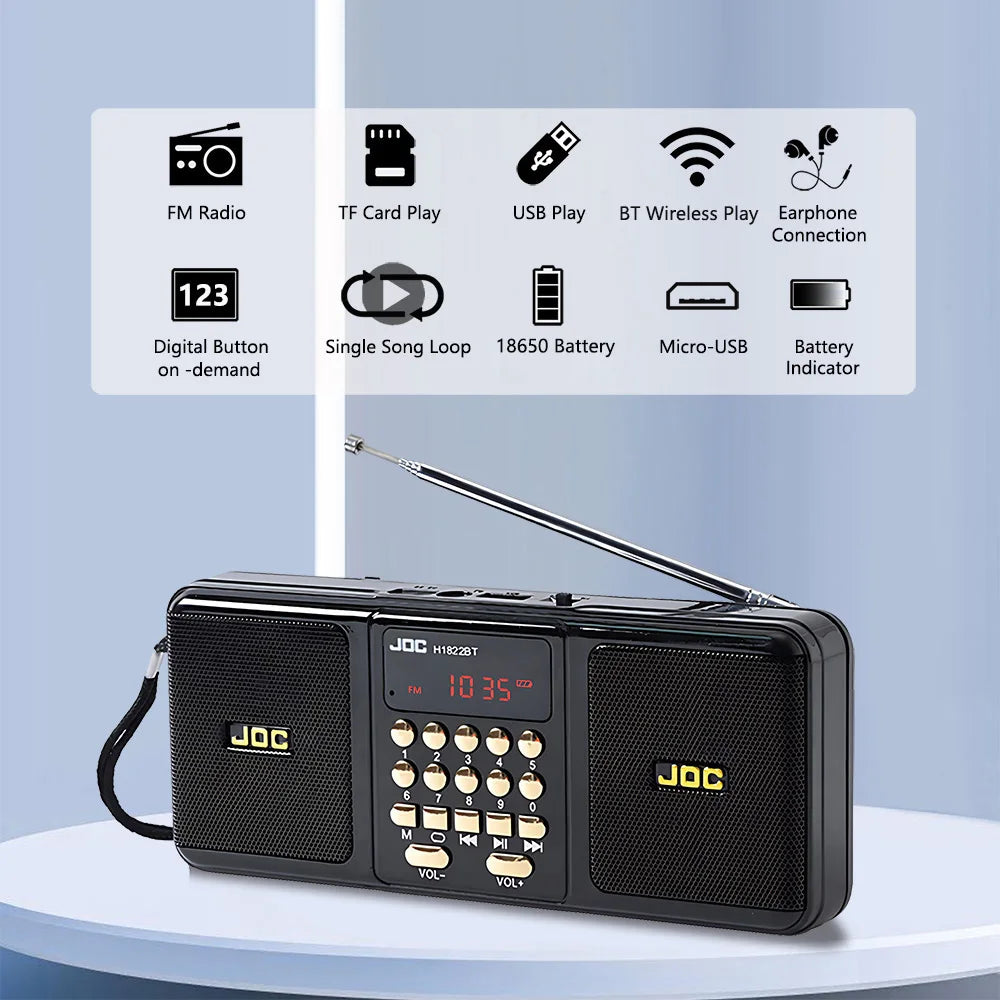 Portable Rechargeable FM Radio — Compact Digital Tuner with Built-In Speaker