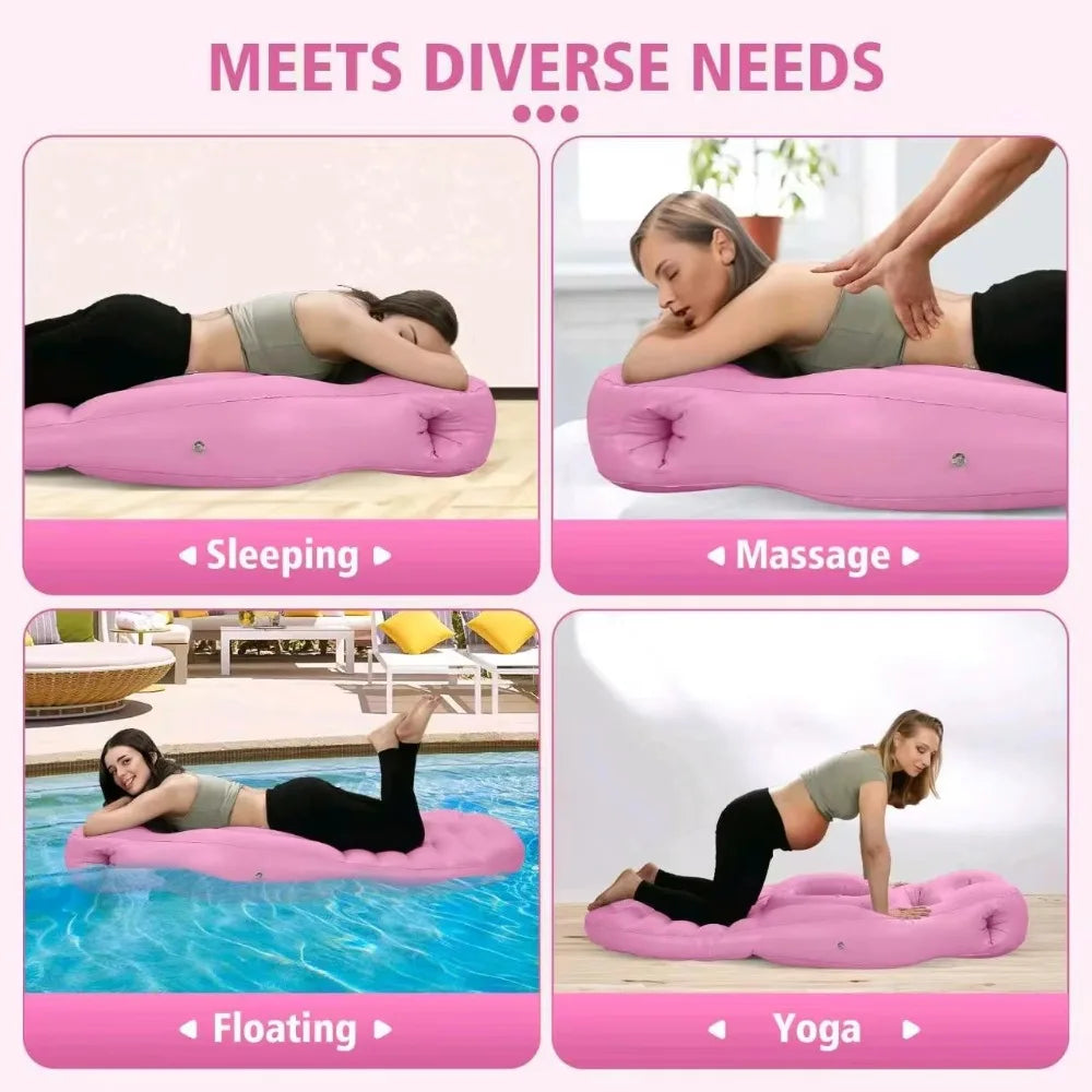 Inflatable Maternity Bed – Foldable Adjustable Firmness Pregnancy Sleeping Mat with Air Pump