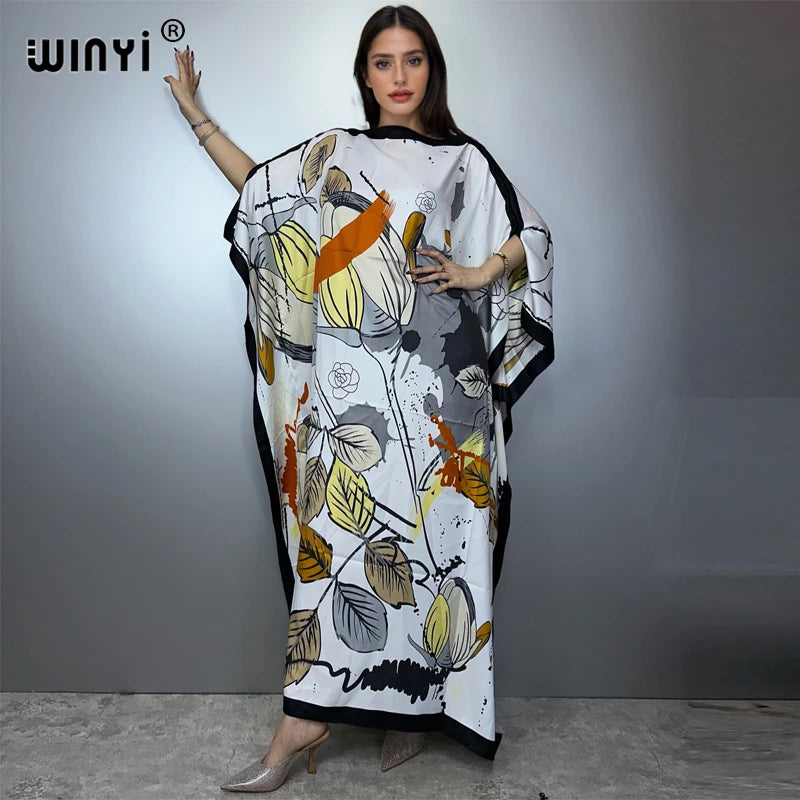 Batwing Maxi Printed Loose Dress — Fashion Design Elegant Party Summer Dress