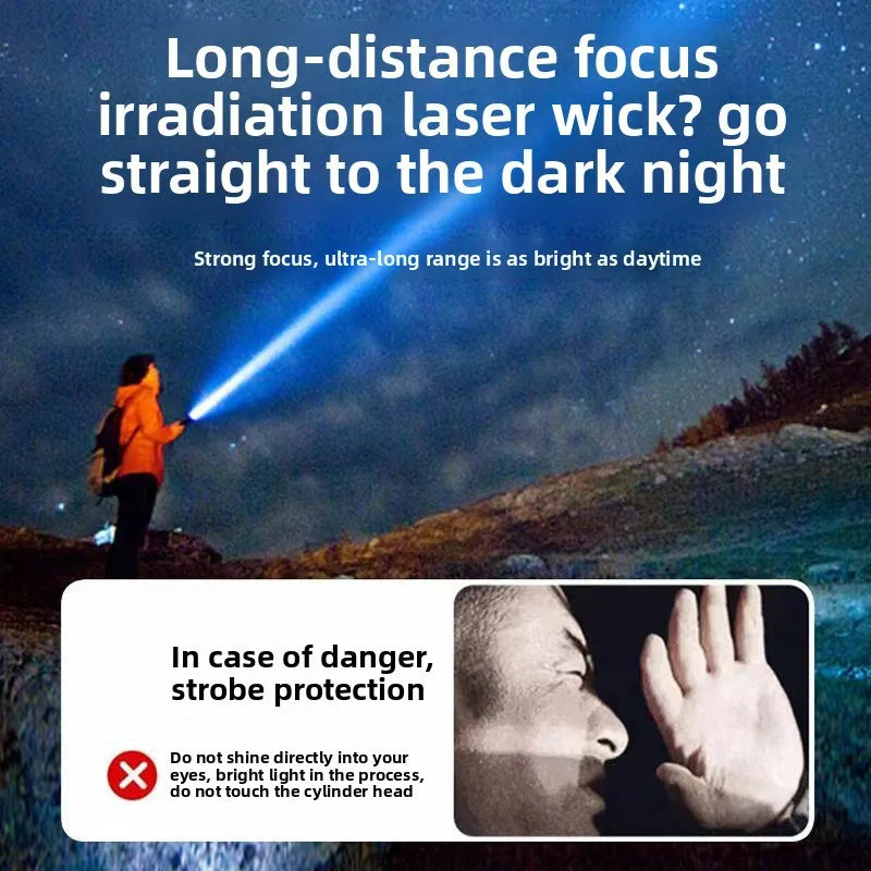 1000 Lumen LED Flashlight with COB Side Lamp – Type-C Rechargeable, 7 Modes, IPX5 Waterproof
