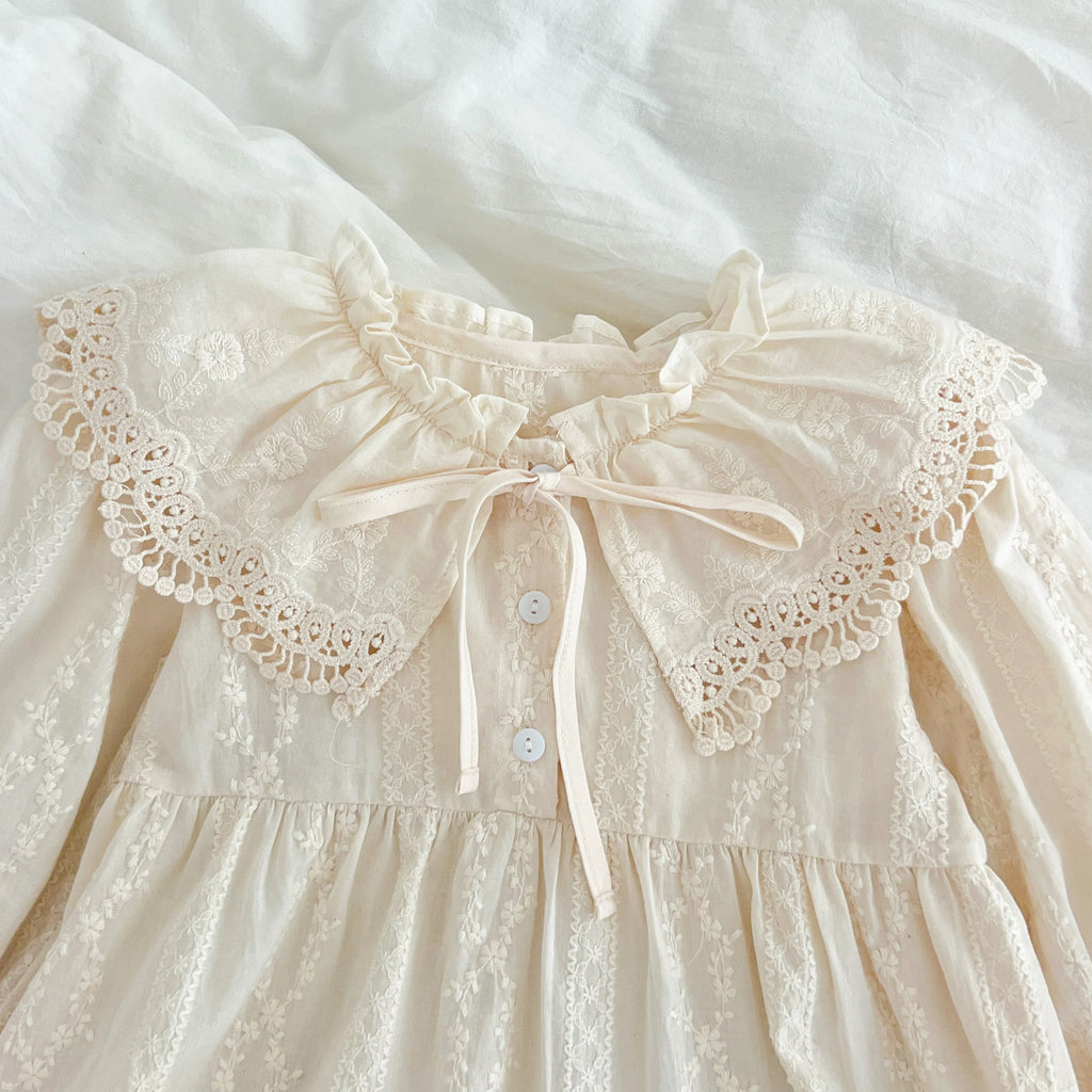 Ruffle Trim Lace Collar Baby Girls Dress — Sweet Princess Party Dress