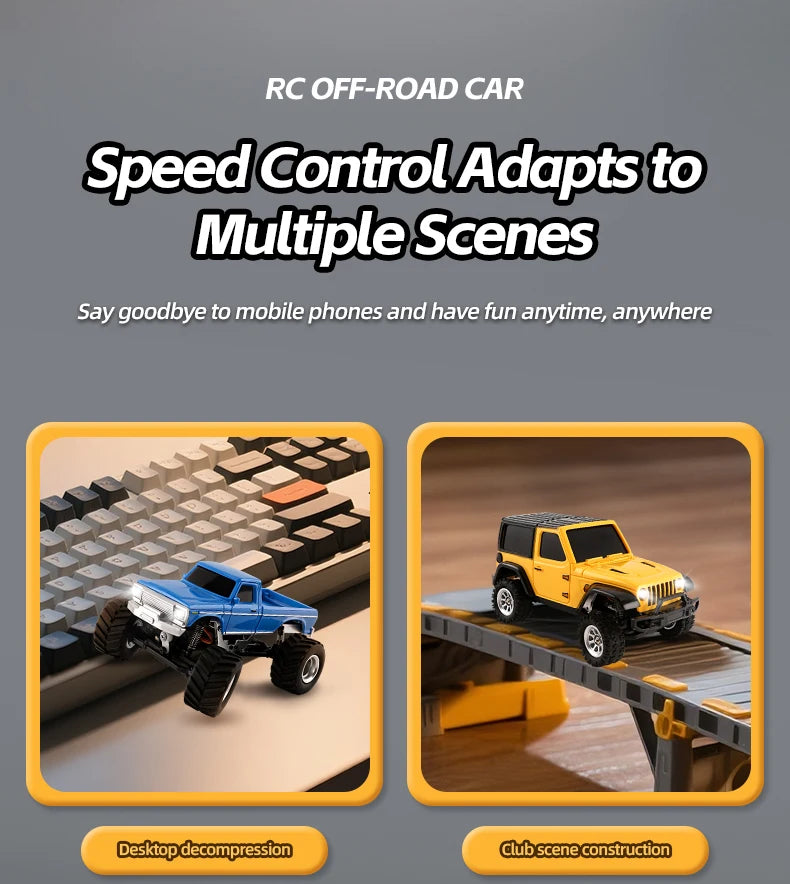 1:36 4WD Mini RC Off-Road Crawler Car with LED Lights – Remote Control Toy for Kids & Adults