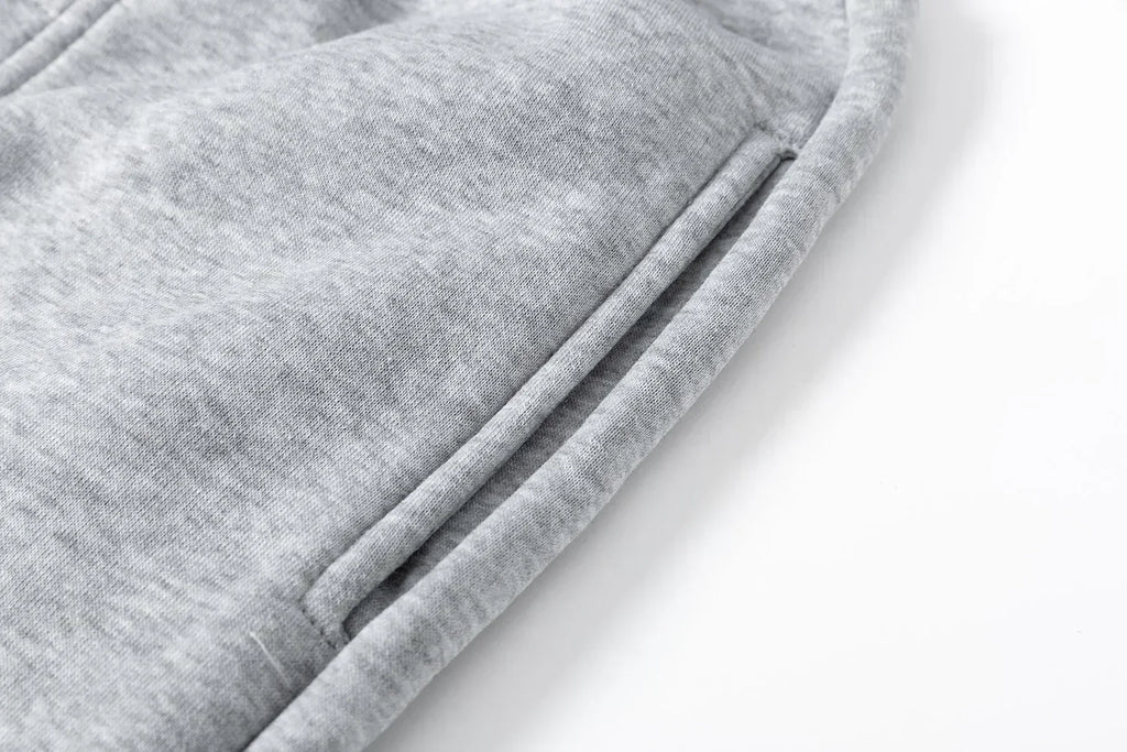 Men's Boston Print Hoodie & Velvet Sweatpants Set – Warm Autumn Winter Tracksuit
