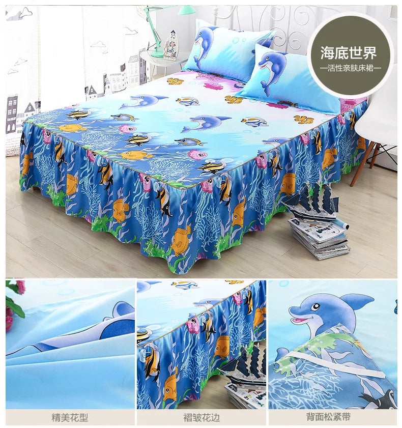 Cotton Quilted Bed Skirt – Double-Thickened Non-Slip Breathable Mattress Cover