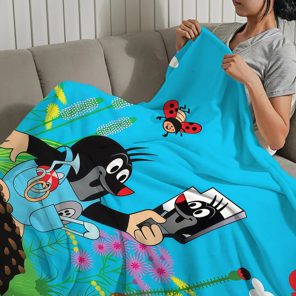 Cartoon Mole Soft Warm Plush Flannel Blanket – Cozy Sofa & Bed Throw, Nap Blanket