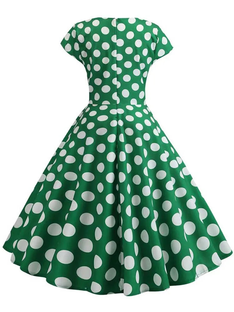 50s 60s Retro Music Note Print Swing Vintage Dress — Casual Party Rockabilly Dress