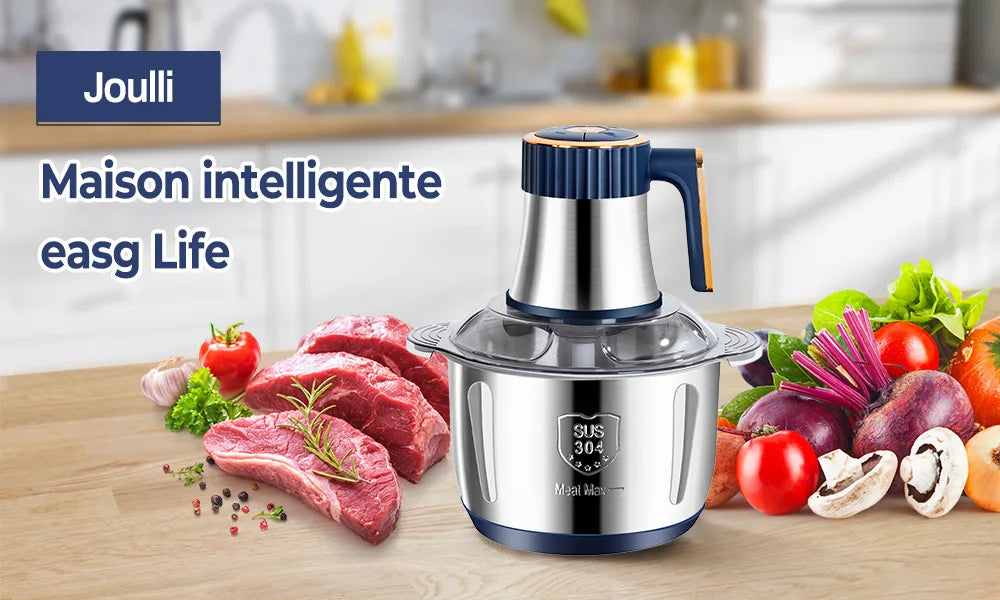 5L Electric Meat Grinder & Food Crusher – Stainless Steel, Multifunctional Vegetable Slicer, Chopper & Blender