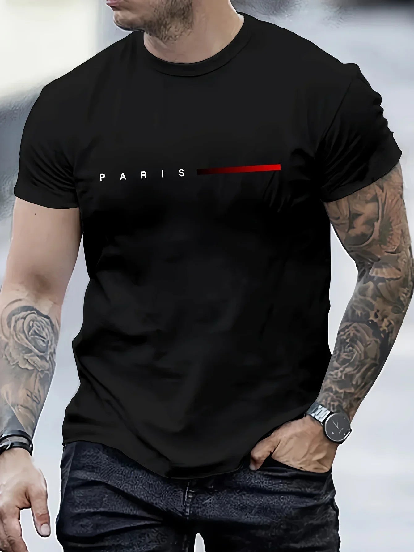 Men's 100% Cotton PARIS Print T-Shirt — Graphic City Tee