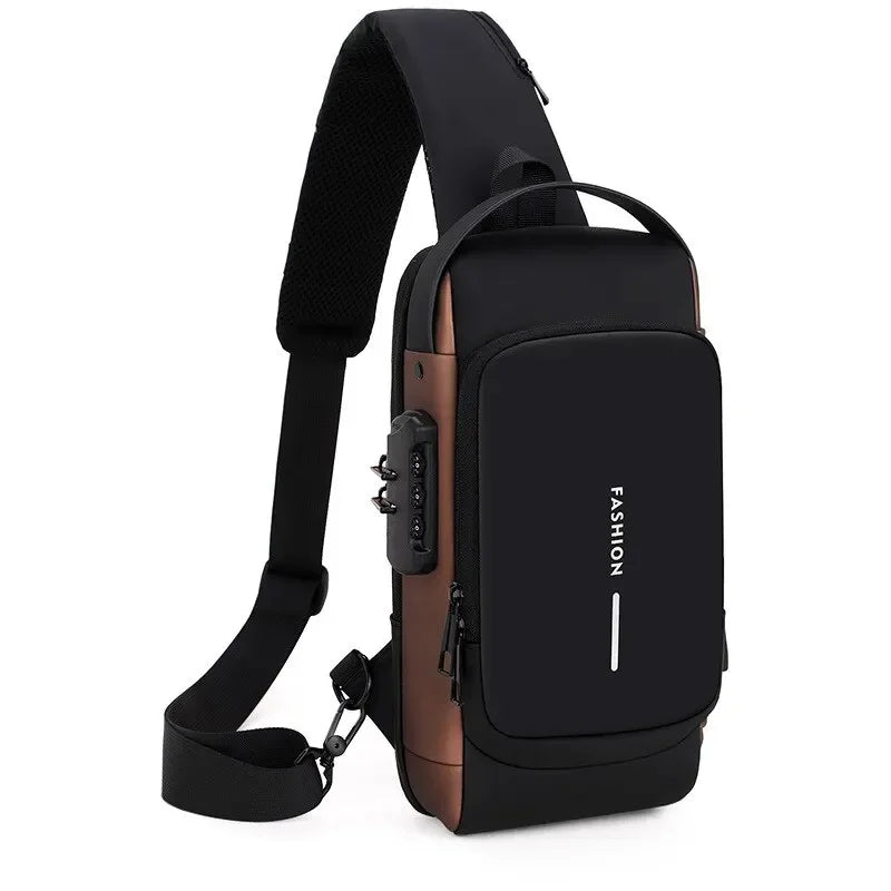 Men's Anti-Theft PU Leather Crossbody Bag – Multifunctional Shoulder & Chest Bag