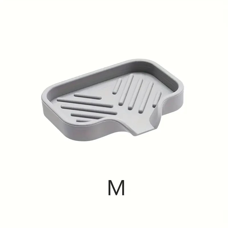 Tidy Sink. Dry Counter. — Silicone Faucet Mat & Sink Tray | Soap Dish, Sponge Drain Pad, Splash Mat, Countertop Storage, M & L Sizes
