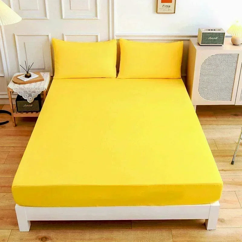 High-Quality Elastic Fitted Sheet – Solid Color Mattress Cover, 80–200cm, Single to King