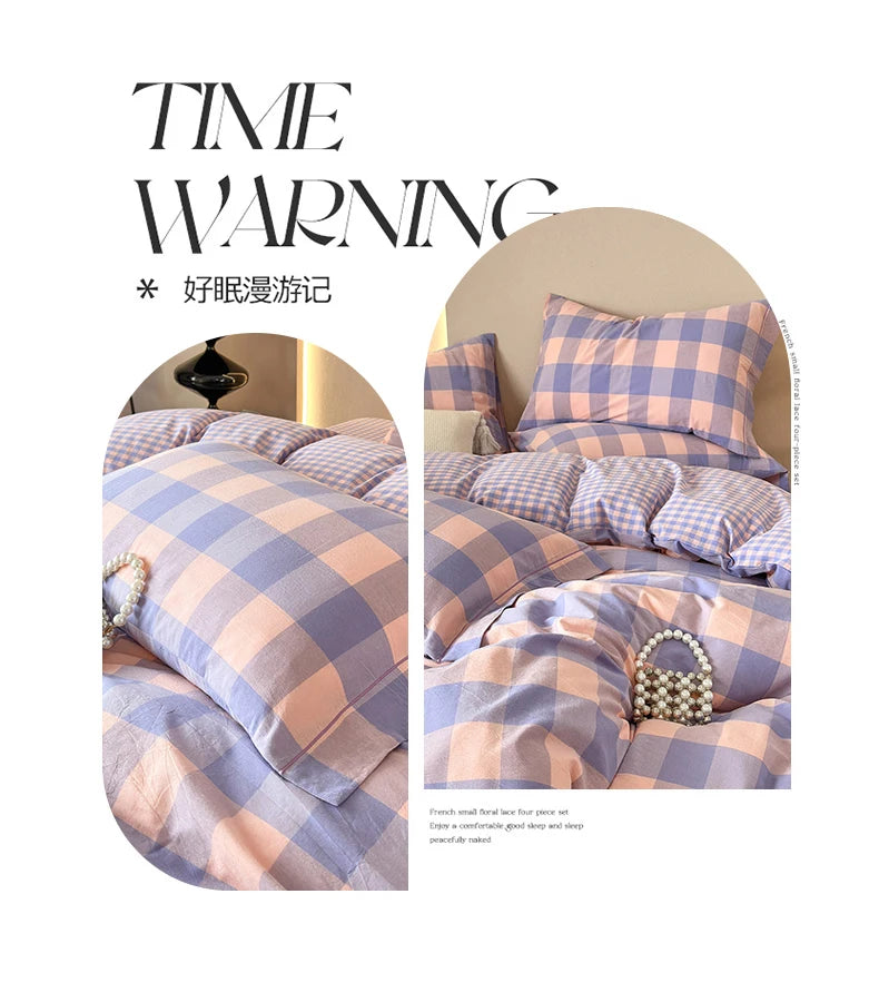 100% Cotton Plaid Duvet Cover – 160x210 to 220x240, Quilt Cover (Pillowcase Sold Separately)