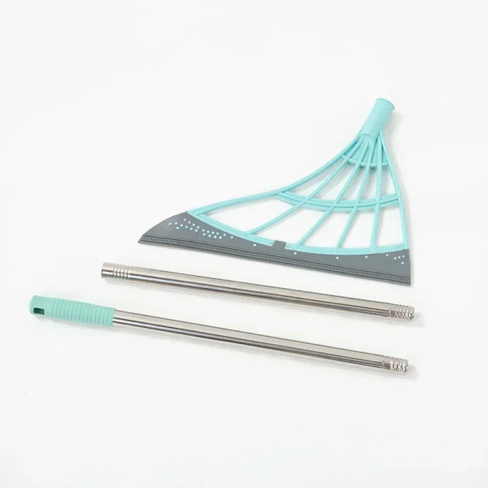 Sweep. Squeegee. Shine. — Silicone Magic Rubber Broom & Floor Squeegee Wiper | Hair & Water Removal, Bathroom & Garage, 1PC & 2PCS, Blue & Gray