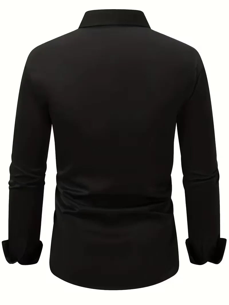 Men's Long Sleeve Business Casual Shirt — Lightweight Breathable Work Top