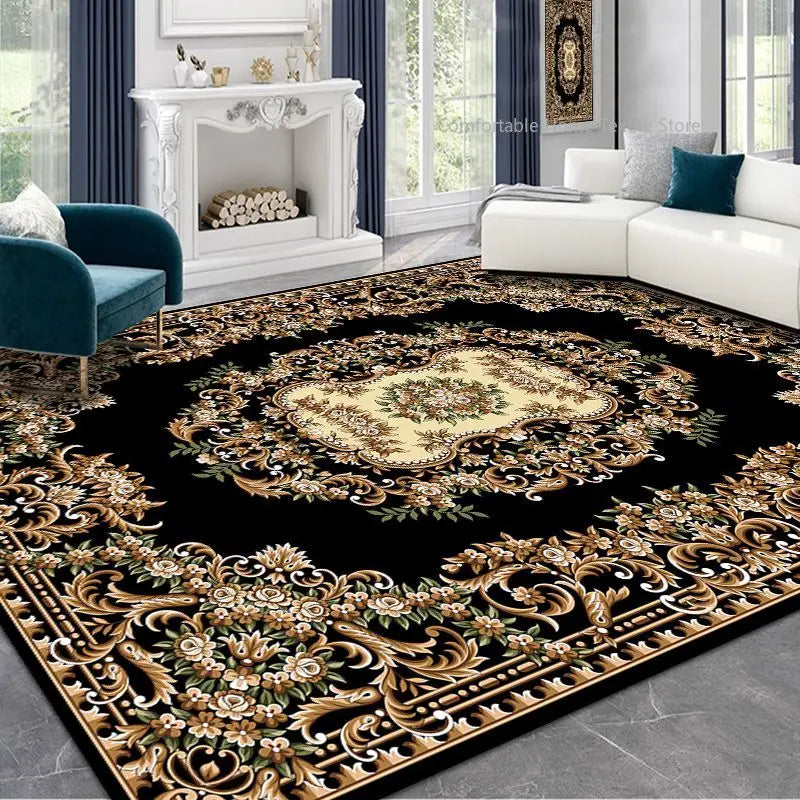 Persian Style Large Area Carpet – Retro Non-Slip Washable Rug for Living Room & Bedroom