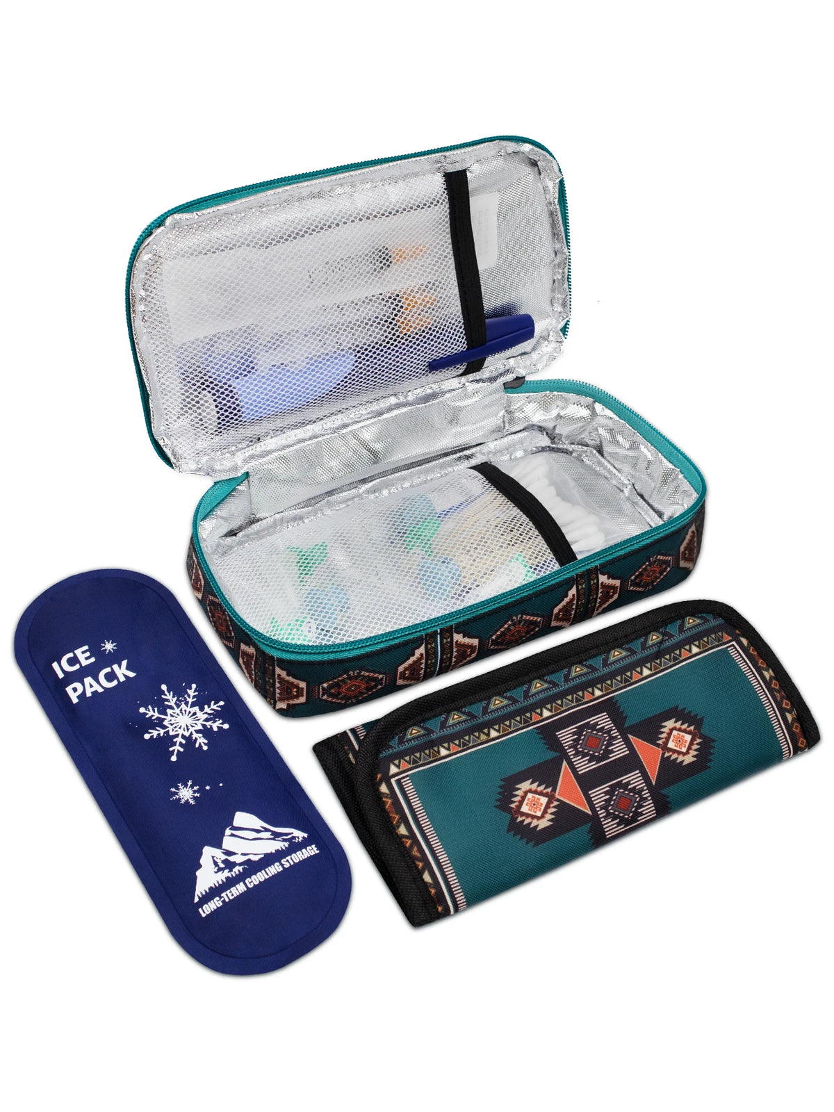 Large Portable Insulin Cooler Travel Bag – Lightweight Boho Flower Print for Outdoor Camping & Travel