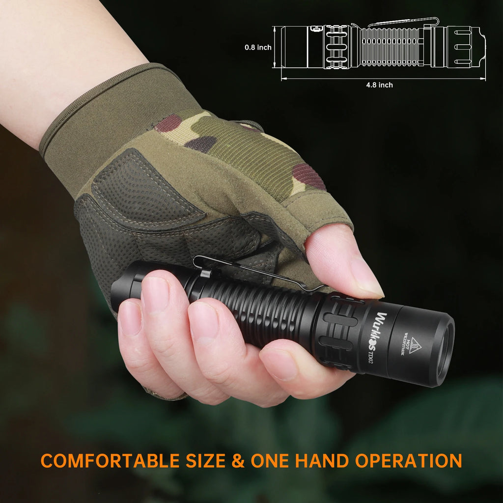 Wurkkos TD02 Tactical Flashlight – 2000 Lumens 18650 Rechargeable Battery