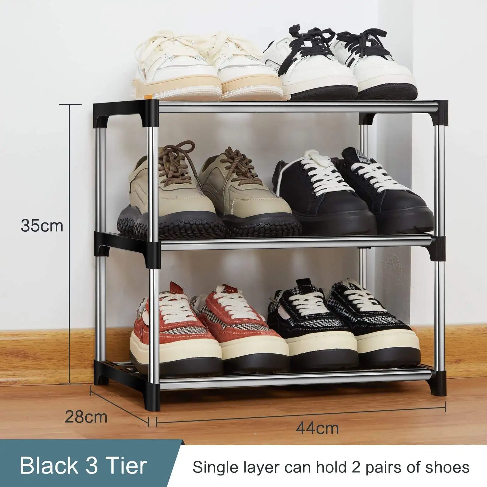 3-Layer Modular Plastic Shoe Rack — Space-Saving Entryway