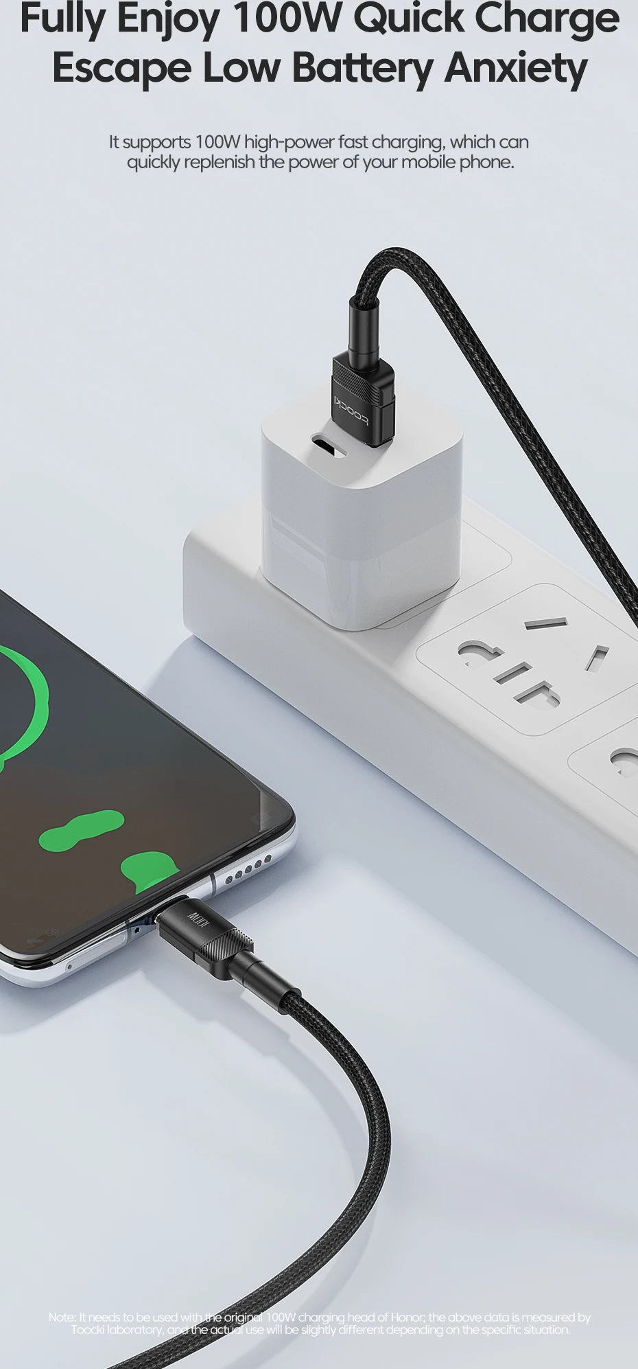 6A Speed. Braided Strength. Every Length. — Toocki USB-A to USB-C 6A 100W Fast Charging Cable | 0.25m to 3m, Huawei, Xiaomi, Samsung, OnePlus, 4 Colors