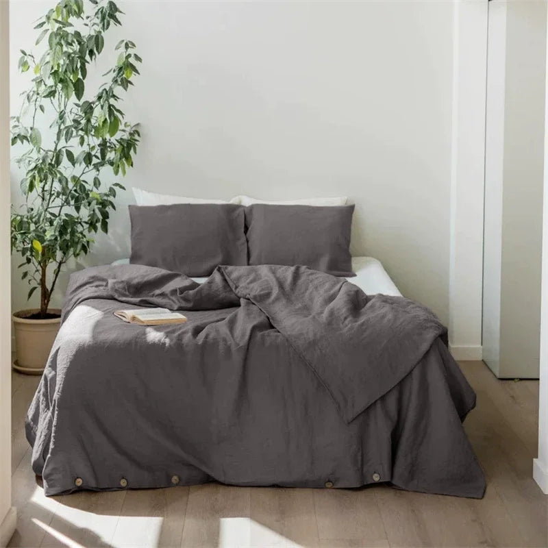100% French Linen Duvet Cover – Natural Soft Quilt Cover, Queen & King, Breathable Bedding