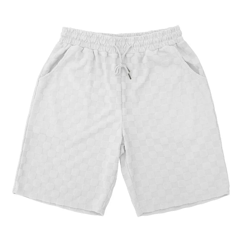 Men's Oversized Chessboard Plaid Shirt & Shorts Set – Loose Summer Leisure 2-Piece