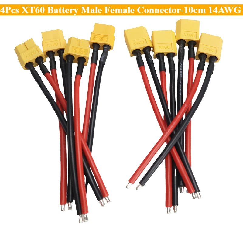 XT60 Battery Connector Plug – 14AWG Silicone Wire for RC Airplane, LiPo Battery, ESC & FPV Drone