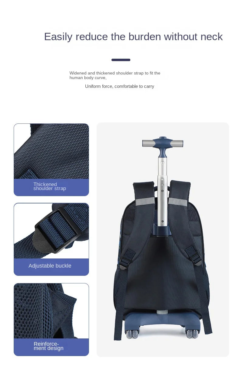 Rolling School Backpack – Boys Wheeled Book Bag