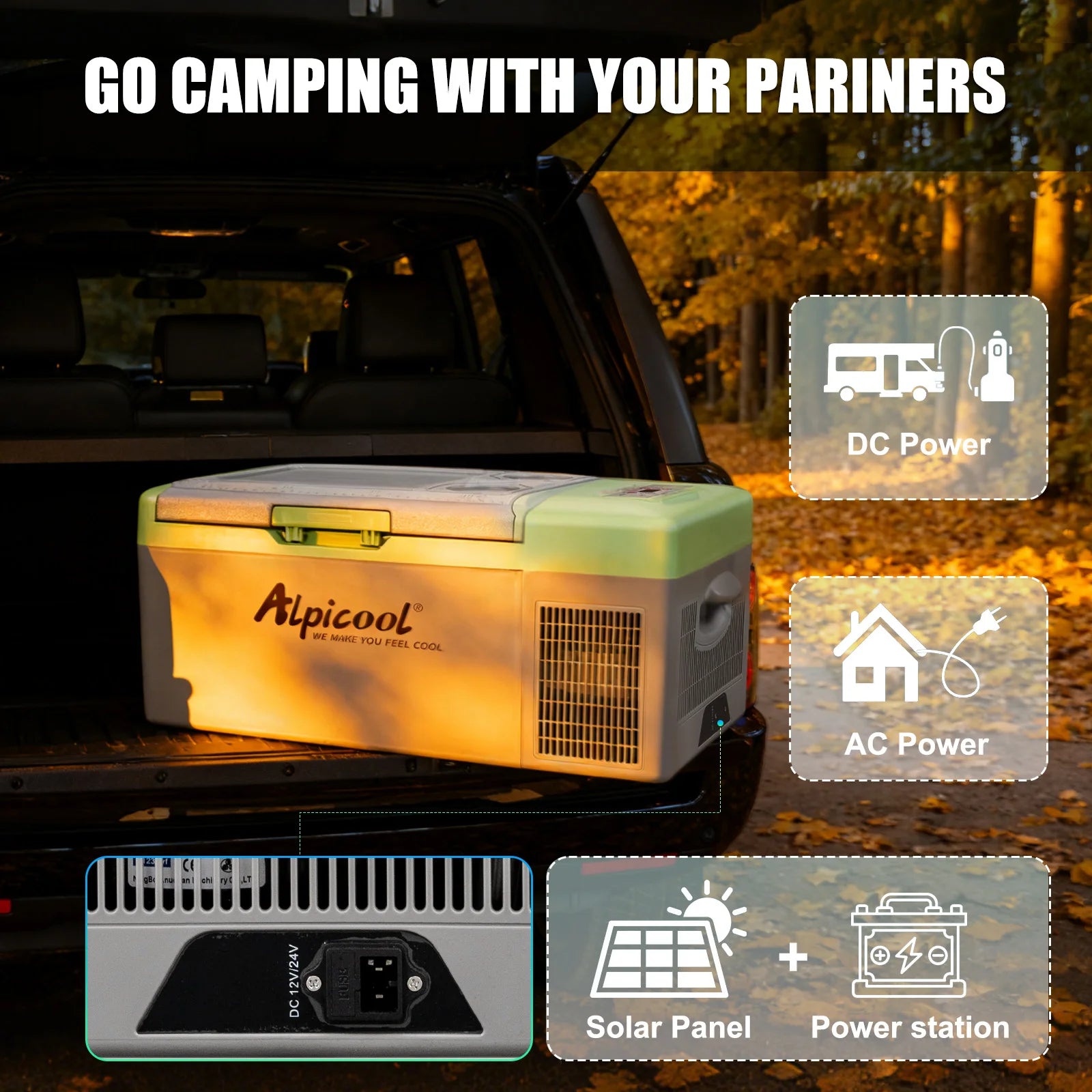 Alpicool Y16T Y20T Portable Fridge — 12 Volt Car Refrigerator 16 & 20 Quart Freezer for Fishing, Camping, RV, Truck & Boat (12/24V DC)