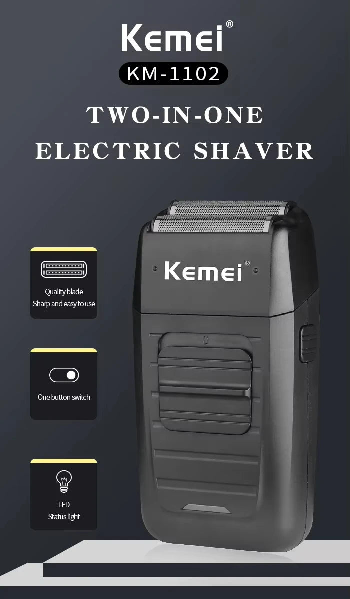 Kemei KM-2299 & KM-1102 USB Rechargeable Hair Clipper Kit – Rotary Motor, 180-Min Runtime