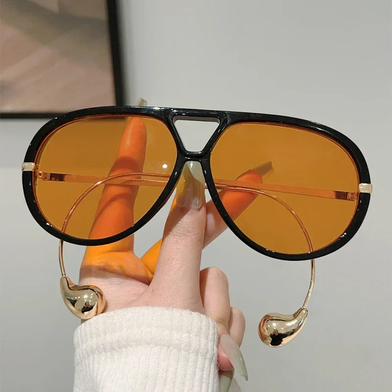 GM LUMIAS Oversized Pilot Sunglasses | Double Bridge Gradient Luxury Designer Shades for Women