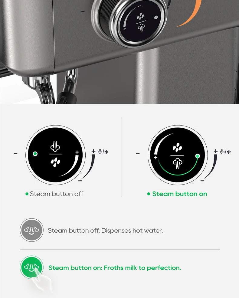 HiBREW H10A 20-Bar Semi-Automatic Espresso Machine | 58mm Portafilter, Temperature Control, Stainless Steel