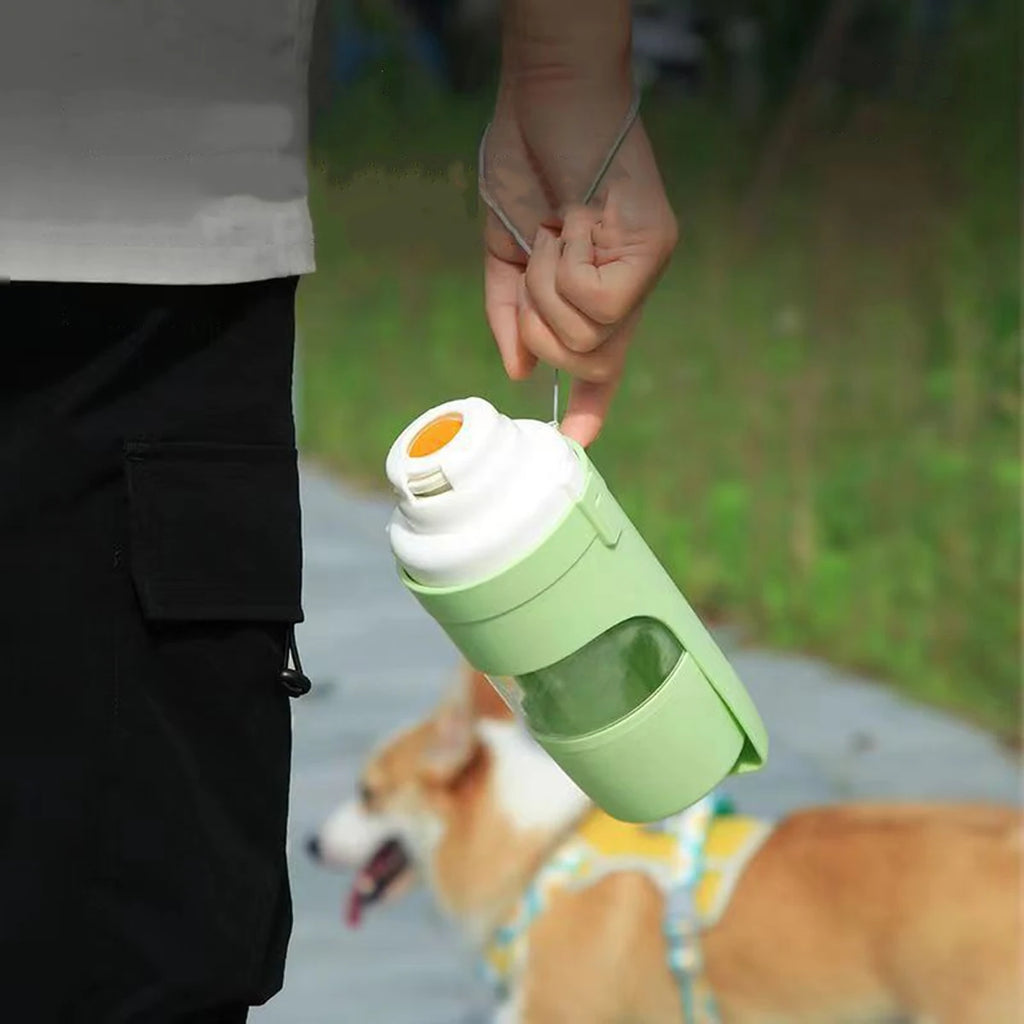 500ml Portable Dog & Cat Water Bottle with Feeder Bowl – Outdoor Travel Pet Water Dispenser