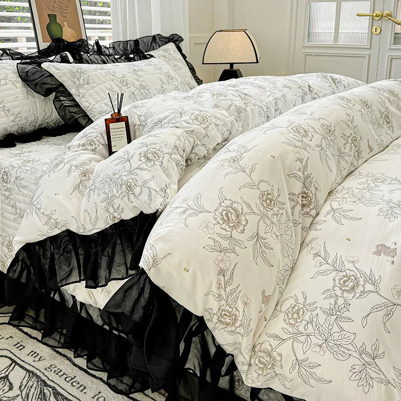Printed Lace Duvet Cover | Women & Girls Bedroom Blanket Cover, Multiple Sizes (Pillowcase Sold Separately)