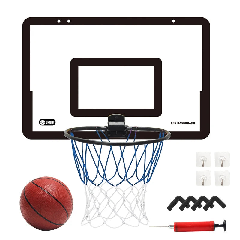 Kids Wall-Mounted Foldable Basketball Stand – Silent, No-Drill Indoor & Outdoor Activity Hoop with Basketball