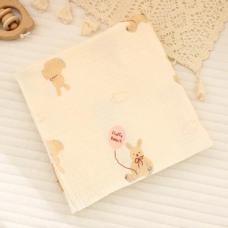 Cartoon Print Cotton Muslin Baby Swaddle Blanket – Soft Breathable Newborn Receiving Blanket