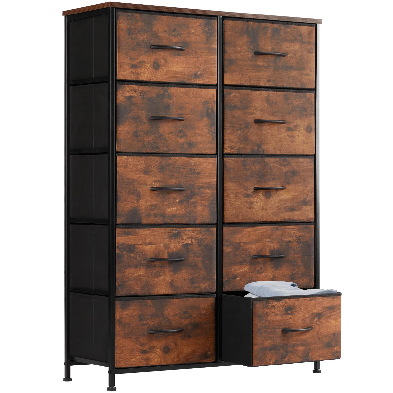JHK 10-Drawer Fabric Wardrobe Storage Cabinet — Steel Frame