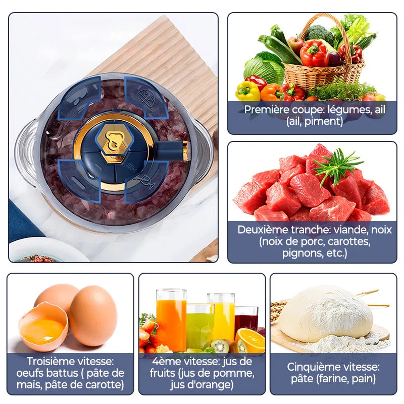 5L Electric Meat Grinder & Food Crusher – Stainless Steel, Multifunctional Vegetable Slicer, Chopper & Blender