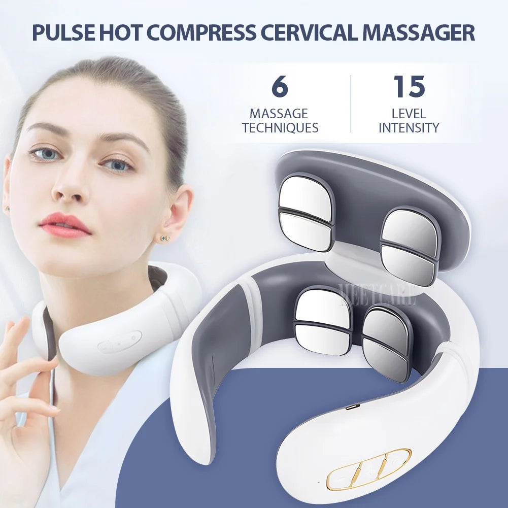 TENS Pulse Neck & Shoulder Massager – Cervical Muscle Relief with EMS & Heat