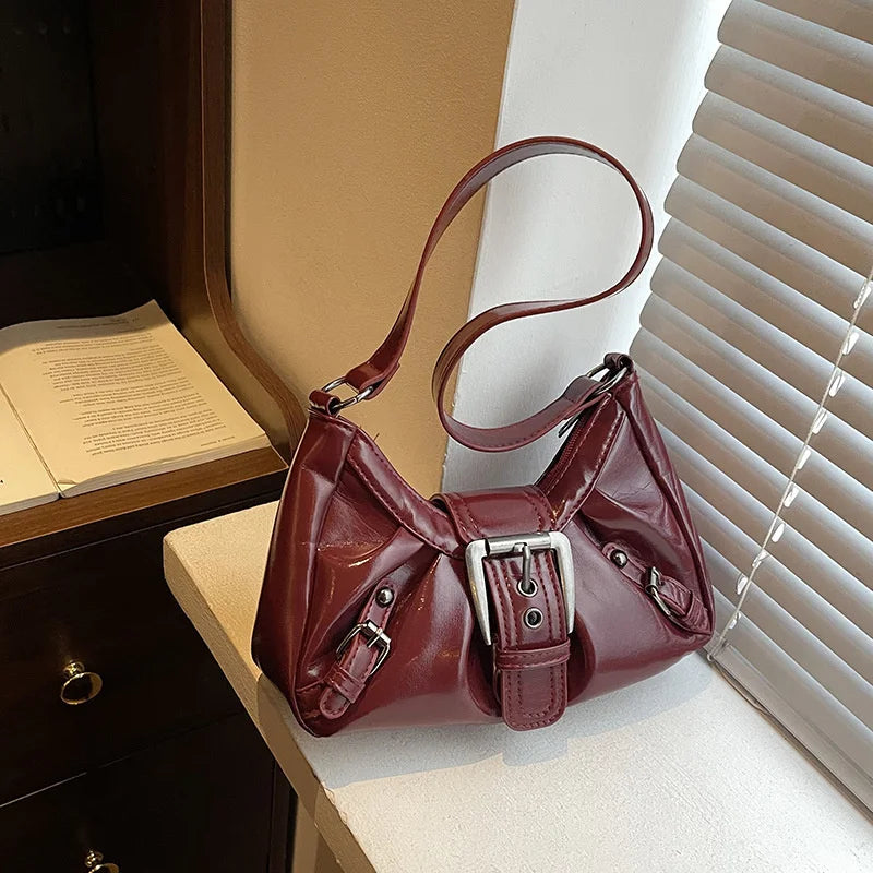 Y2K Retro Pleated Hobo Shoulder Bag – Maillard Style Underarm Clutch for Women
