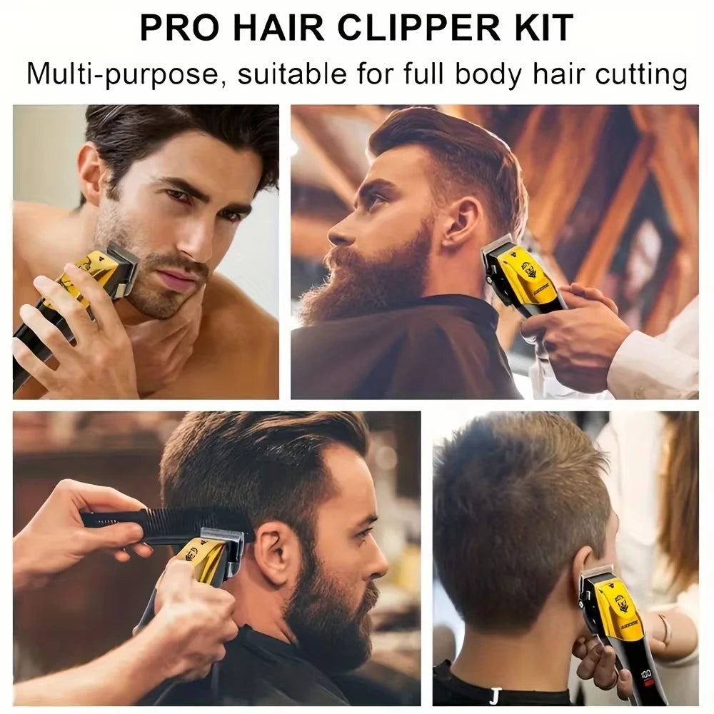 T9 Vintage Men's Electric Hair Clipper & Beard Trimmer – Rechargeable, Wet/Dry, Nose Trimmer Kit