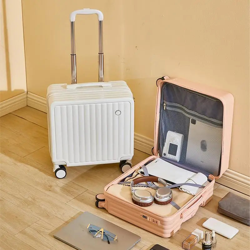 18-Inch Carry-On Luggage – Cute ABS Hardside Suitcase with Password Lock & Silent Spinner Wheels