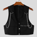 INCERUN Men's V-Neck Sleeveless Crop Vest — Solid Color Streetwear Waistcoat